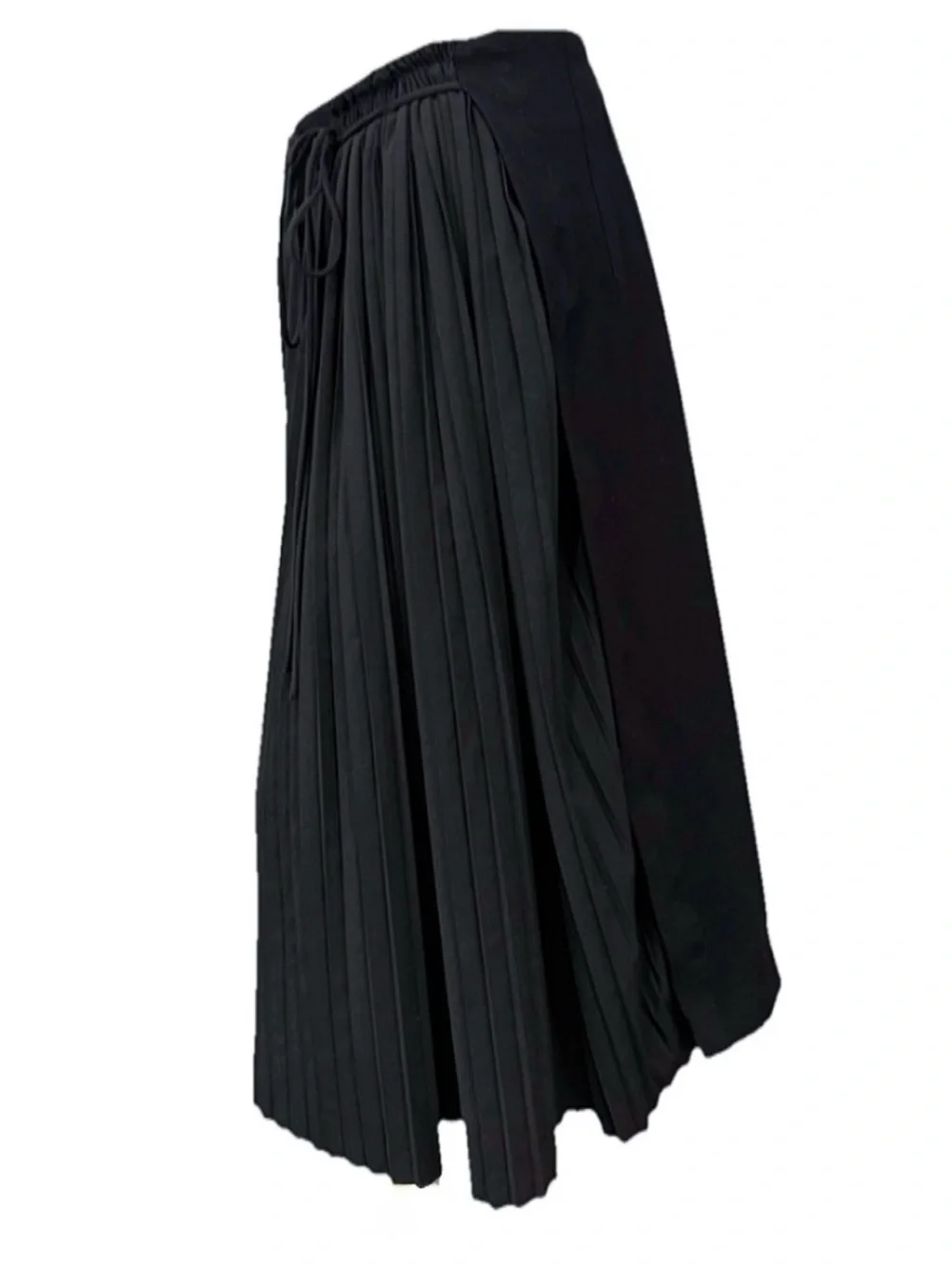 MEIMEIJ Asymmetrical Pleated Midi Skirt US 8 Black Made in Italy IT 44